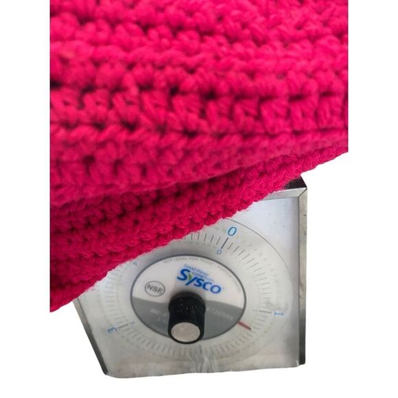 Handmade Crochet Knit Button Front Cardigan Sweater Hot Pink Heavyweight Winter - Picture 12 of 12